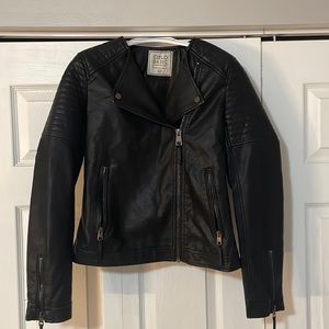 Slim fit black leather jacket